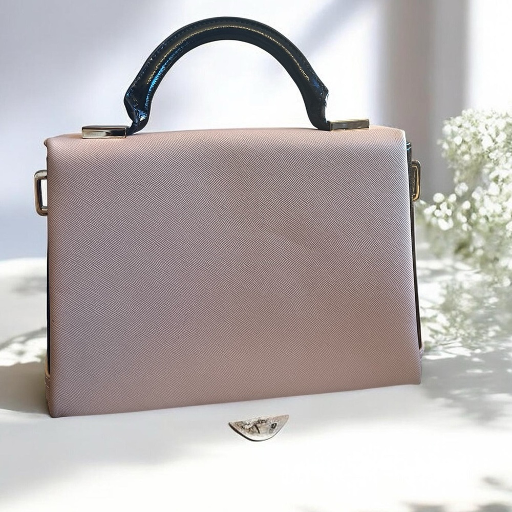 Ted Baker London Blush Pink & Black Structured Top-Handle/Crossbody Bag (EUC) - Picture 3 of 16